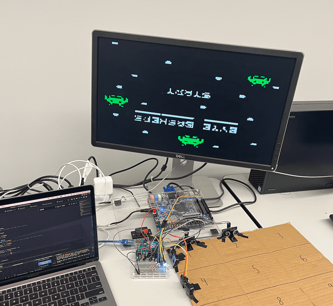 Our first successful attempt at displaying a .mif file onto the VGA. Don’t mind it being upside down.