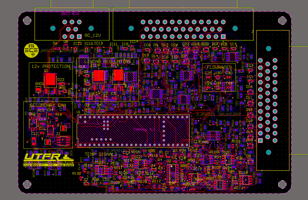 First revision. Messy routing with no care for differential signals.