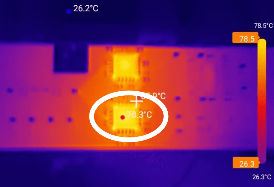 Thermal camera shots at peak loads.